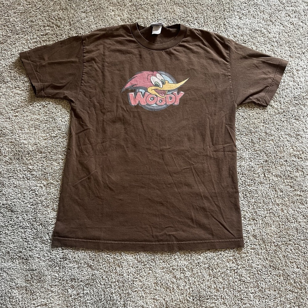 Vintage Woody Woodpecker T-Shirt Men's L Brown Cartoon‎ Universal Studios USA